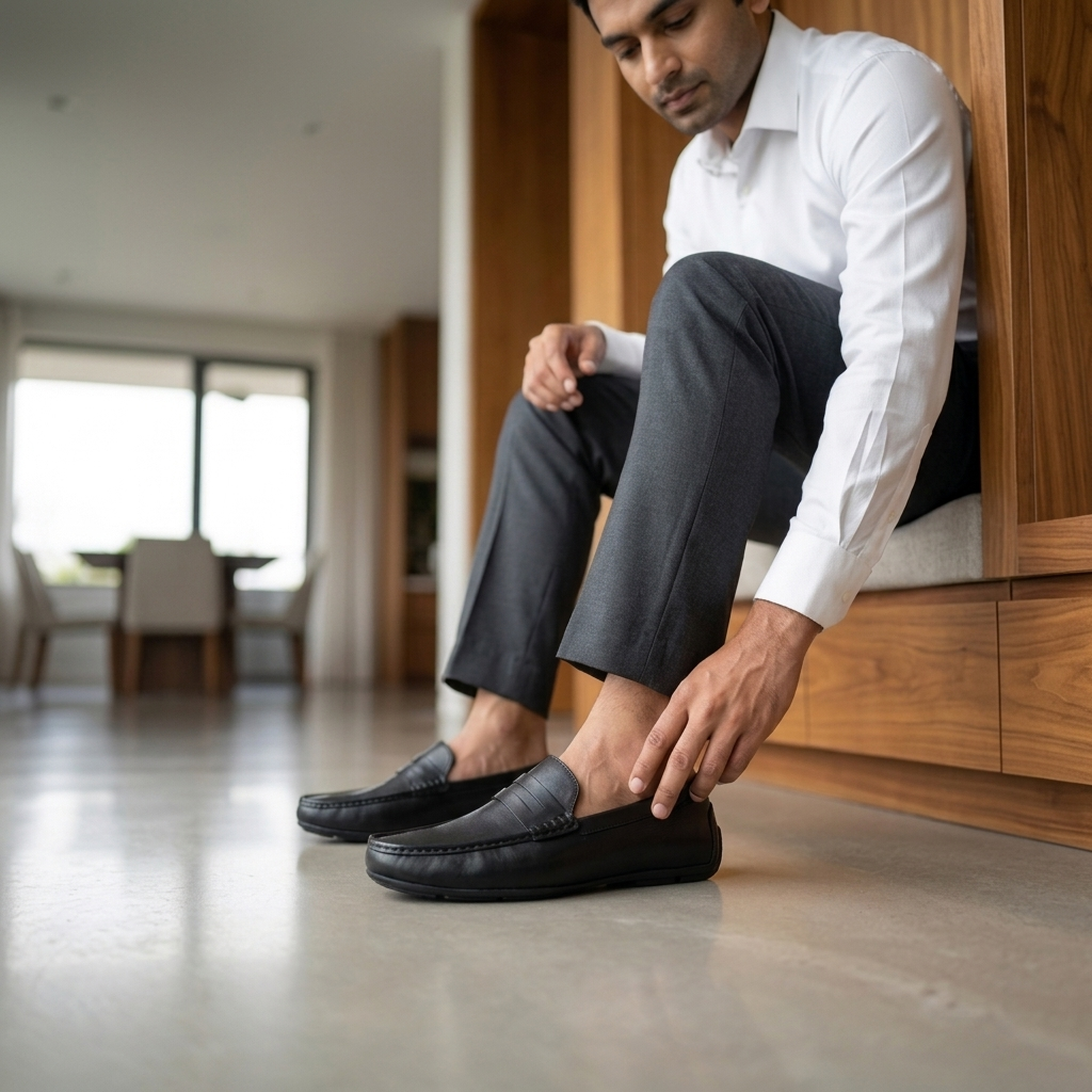 GENIN Premium Plain Leather Half Shoe